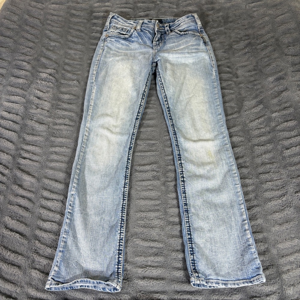 Silver Jeans Co Suki Mid Rise Straight Leg Jeans Light Wash W29 L31 AR529